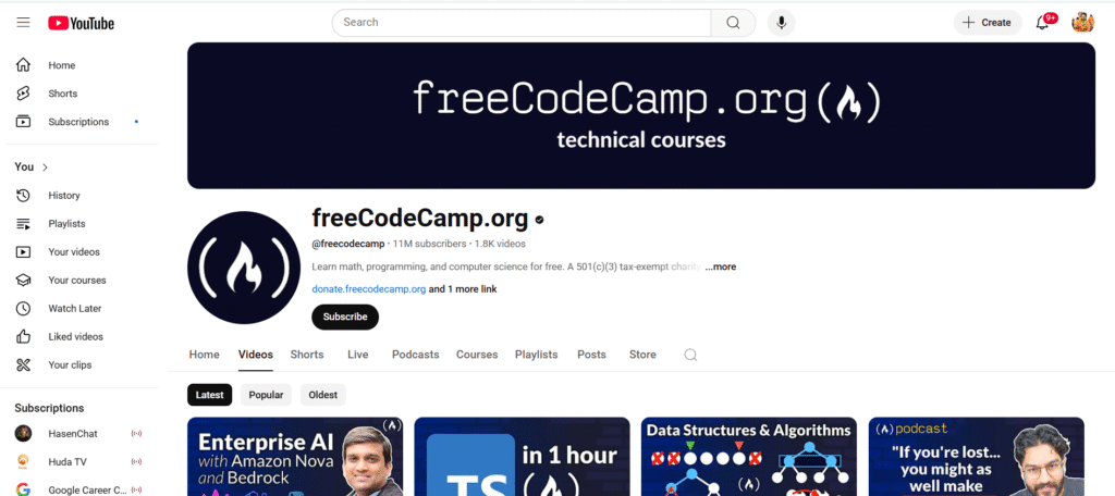 freeCodeCamp on YouTube